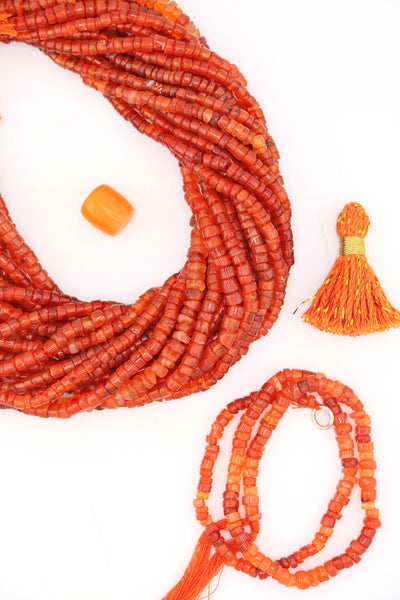 Carnelian Smooth Heishi Tyre Beads, 4-6mm, 14 inch strand, natural orange August birth stone