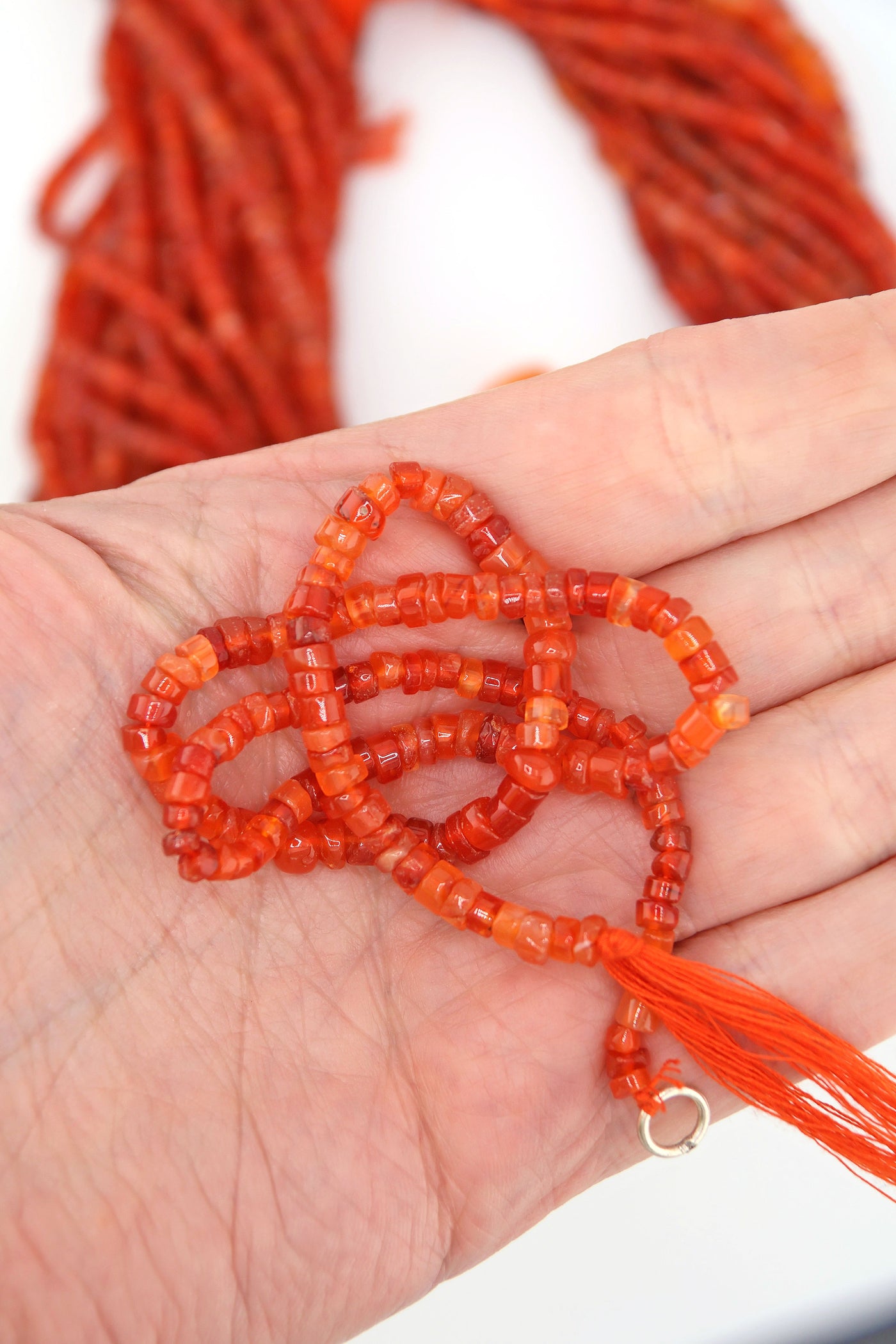 Carnelian Smooth Heishi Tyre Beads, 4-6mm, 14 inch strand, natural orange August birth stone