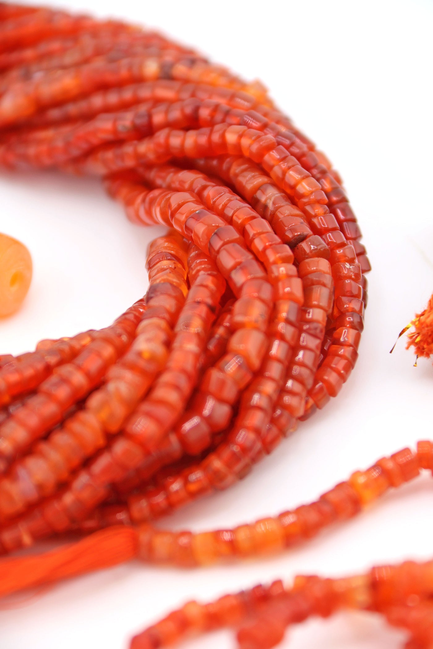 Carnelian Smooth Heishi Tyre Beads, 4-6mm, 14 inch strand, natural orange August birth stone