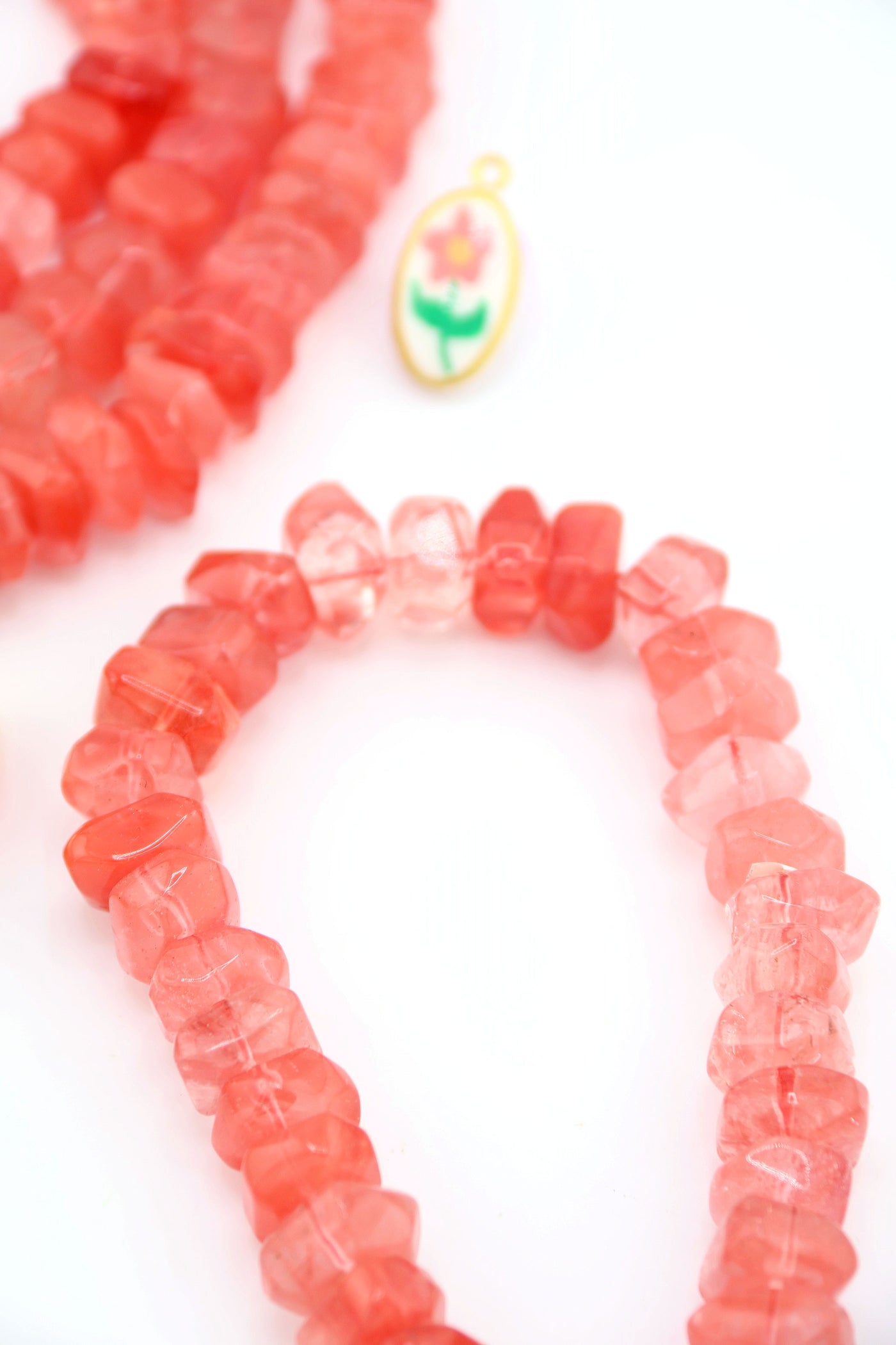 Pink Cherry Quartz Smooth Nugget Beads, 7x12mm, 15.5 inch strand of beads for making earthy jewelry