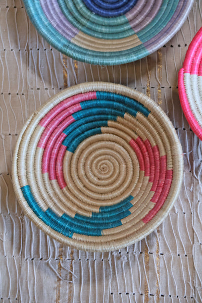 Ciel African Basket Collection, Pastel & Pink, from Rwanda, Set of 3