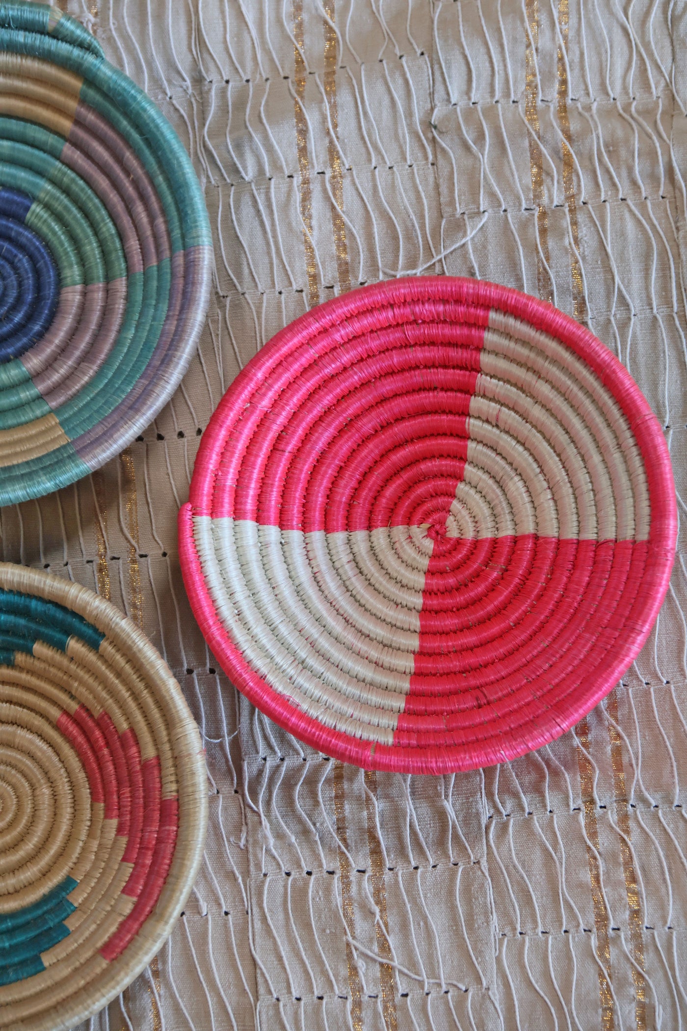 Ciel African Basket Collection, Pastel & Pink, from Rwanda, Set of 3
