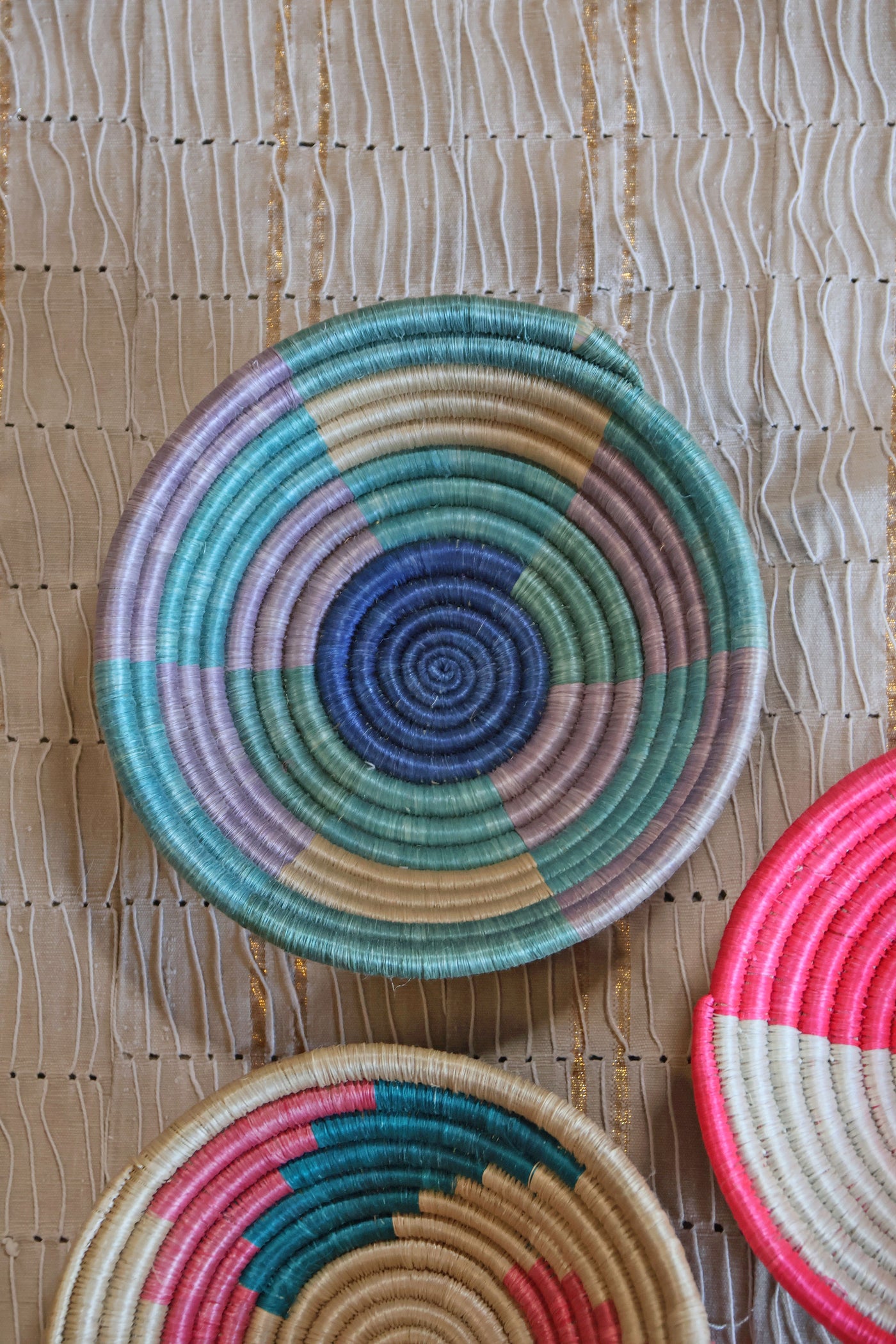 Ciel African Basket Collection, Pastel & Pink, from Rwanda, Set of 3