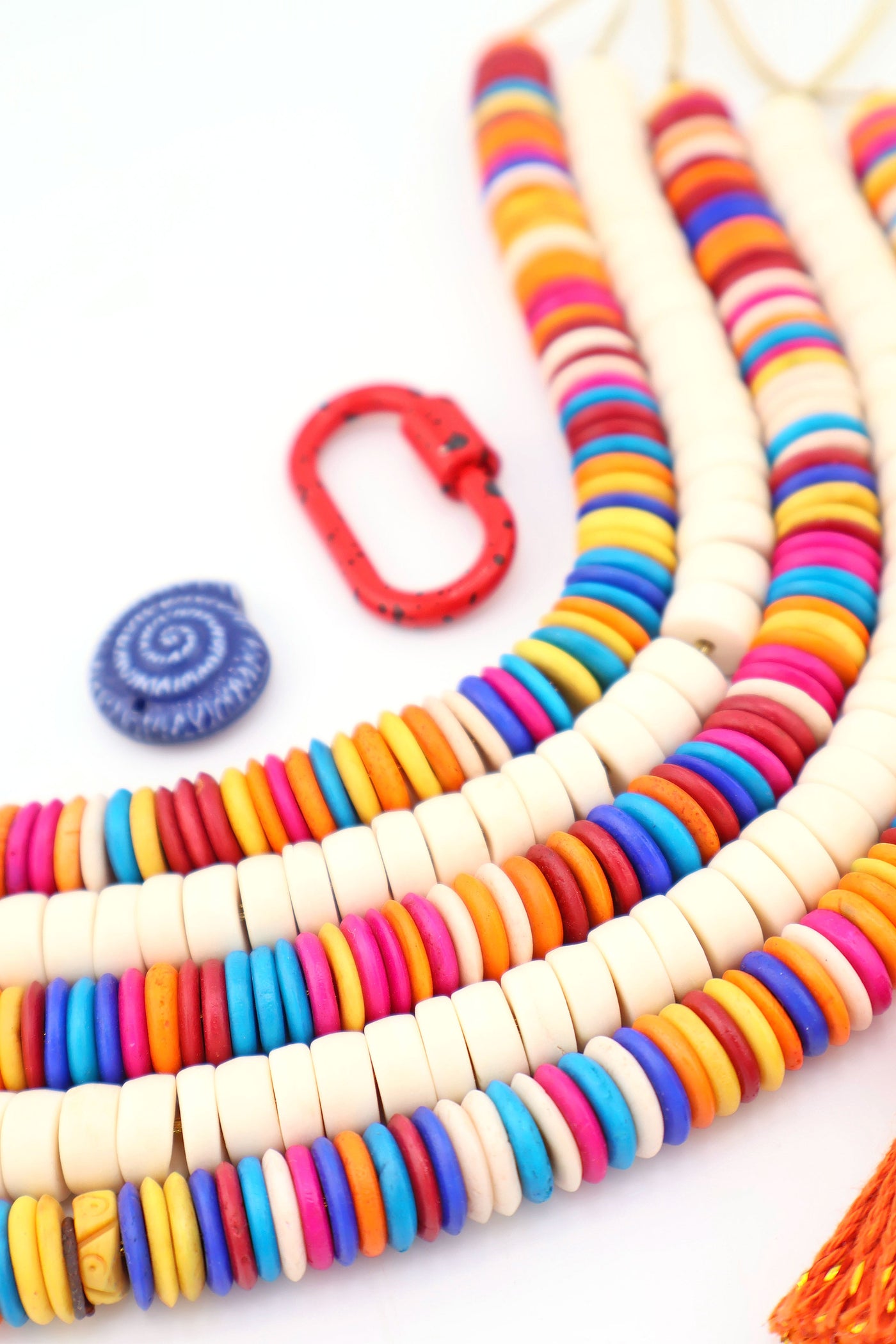 Bead Bundle: Tropical Heishi, Colorful Disc Beads, 10-11mm, 5 Strands, 360+ Beads