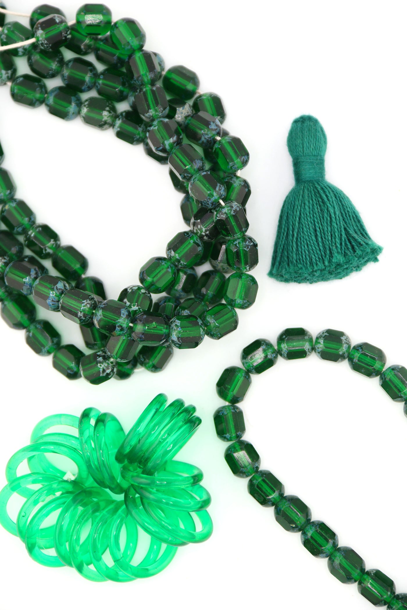 Dark Green Cathedral Cut Faceted Vintage Czech Glass Beads, 8mm Rich and sparkly