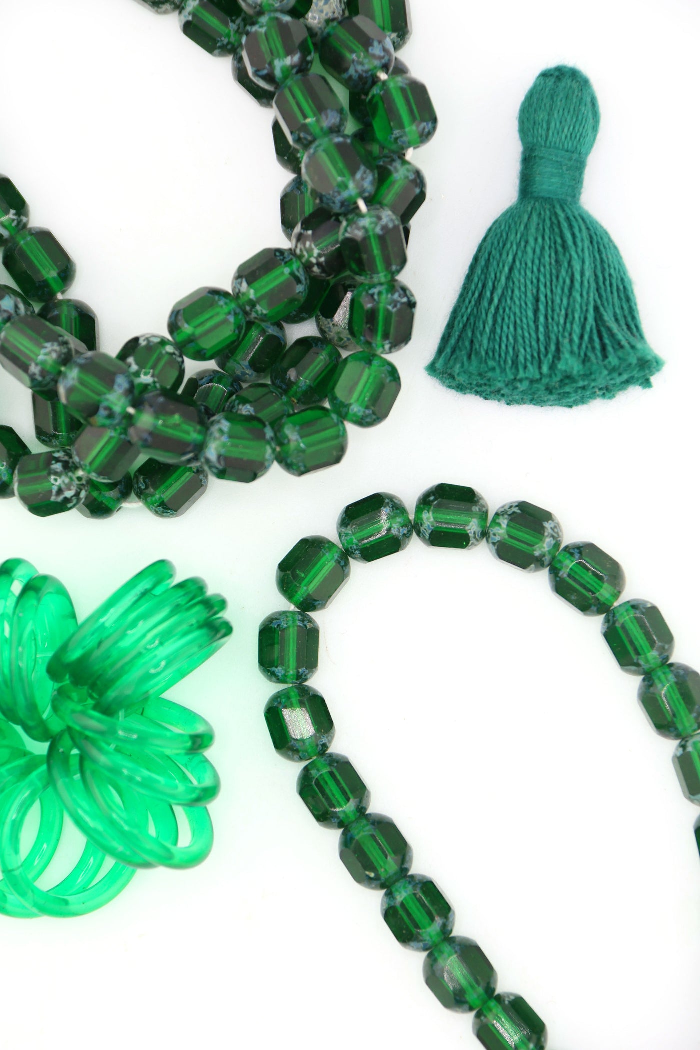 Dark Green Cathedral Cut Faceted Vintage Czech Glass Beads, 8mm for DIY St. Patrick's Day Jewelry