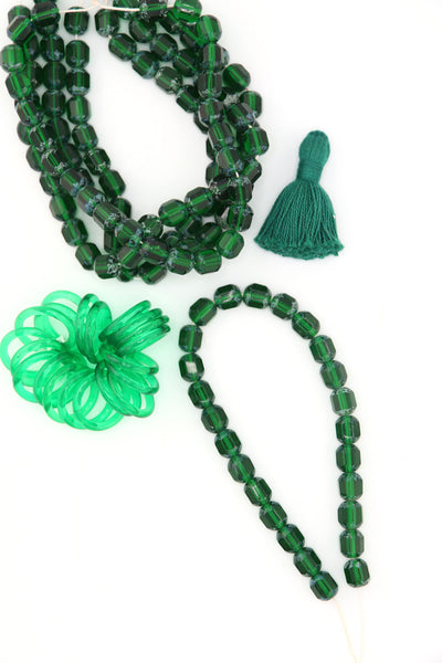 Dark Green Cathedral Cut Faceted Vintage Czech Glass Beads, 8mm for DIY St. Patrick's Day Jewelry