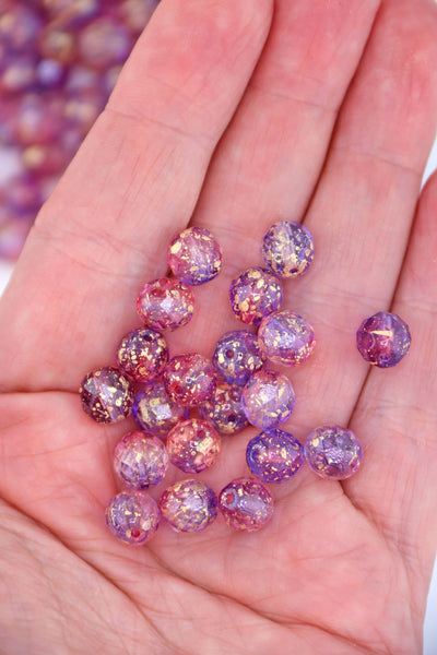 Pink & Purple Czech Glass Faceted Round with Gold Finish, 8mm, 20 Beads Beads for sparky showgirl Swiftie jewelry