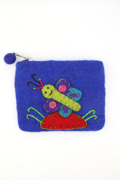 Floral Felted Wool Pouch, Coin Purse w/ Zipper, Fair Trade from Nepal