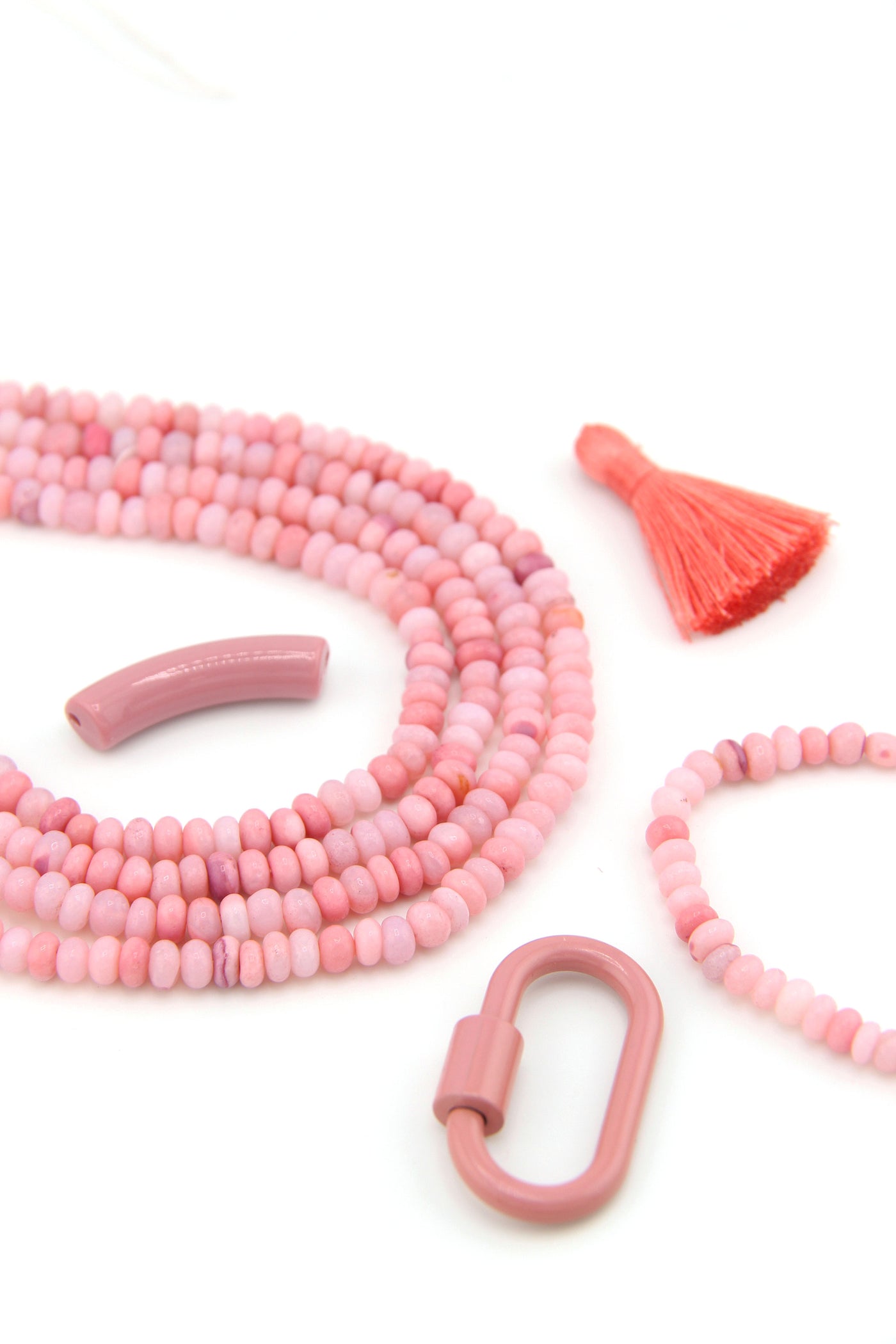 Pastel Flamingo Pink Opal Smooth Rondelle Beads, 5-6mm AA Quality Beads pink DIY bracelets
