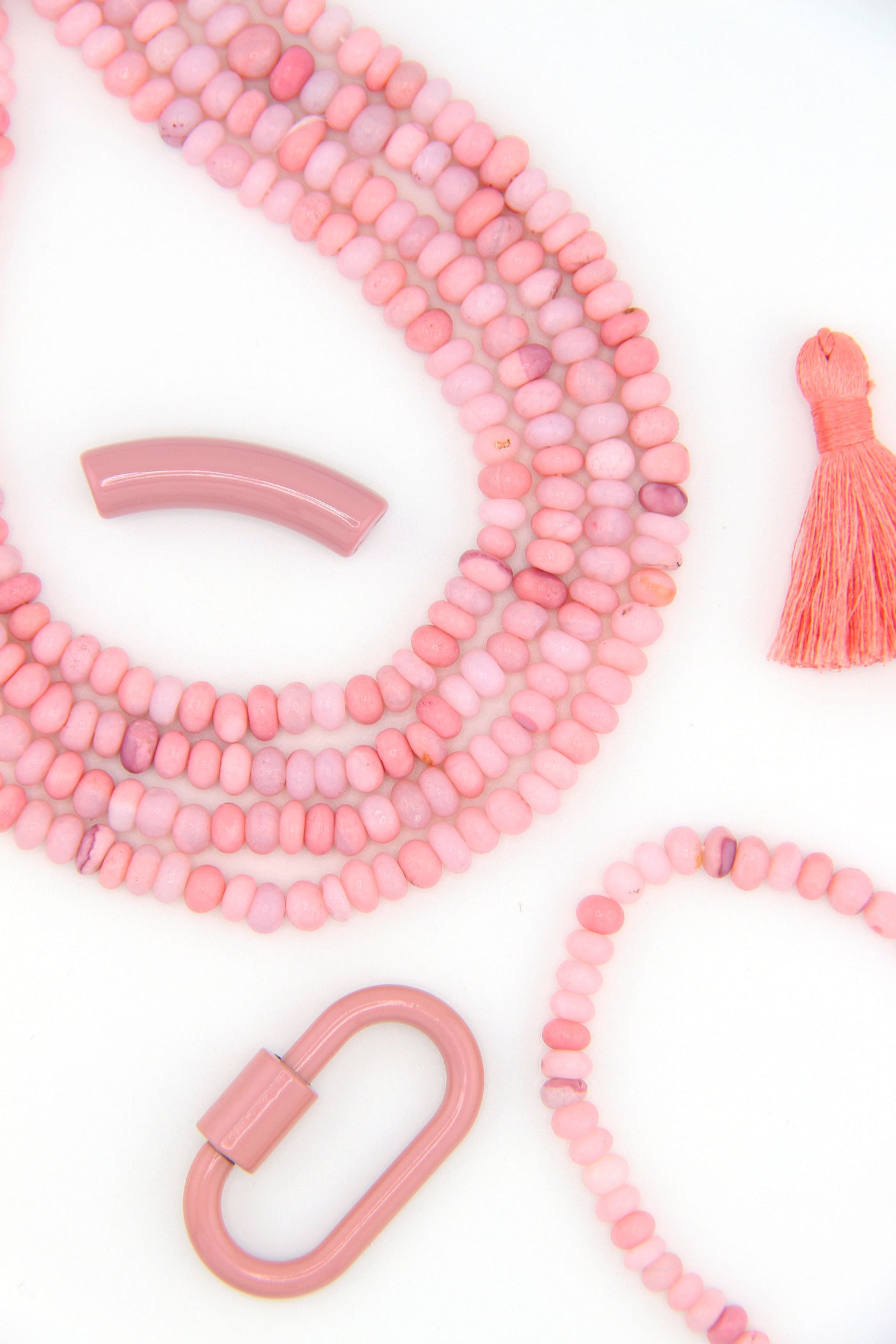 Pastel Flamingo Pink Opal Smooth Rondelle Beads, 5-6mm AA Quality AA Quality Beads for DIY bracelets