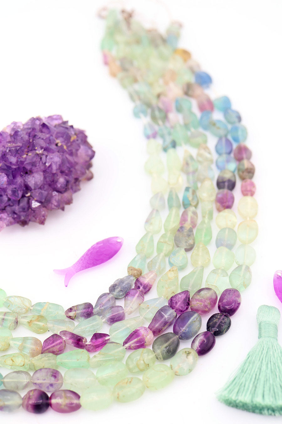 Fluorite Smooth Nugget Beads,  Approx 7x12mm for DIY jewelry for cleansing and your energy