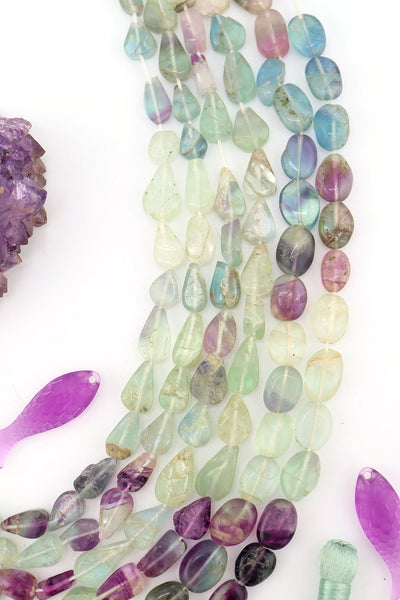 Fluorite Smooth Nugget Beads,  Approx 7x12mm for DIY jewelry for cleansing and your energy