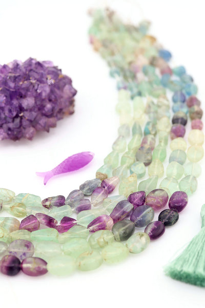 Fluorite Smooth Nugget Beads,  Approx 7x12mm for DIY jewelry for cleansing and your energy