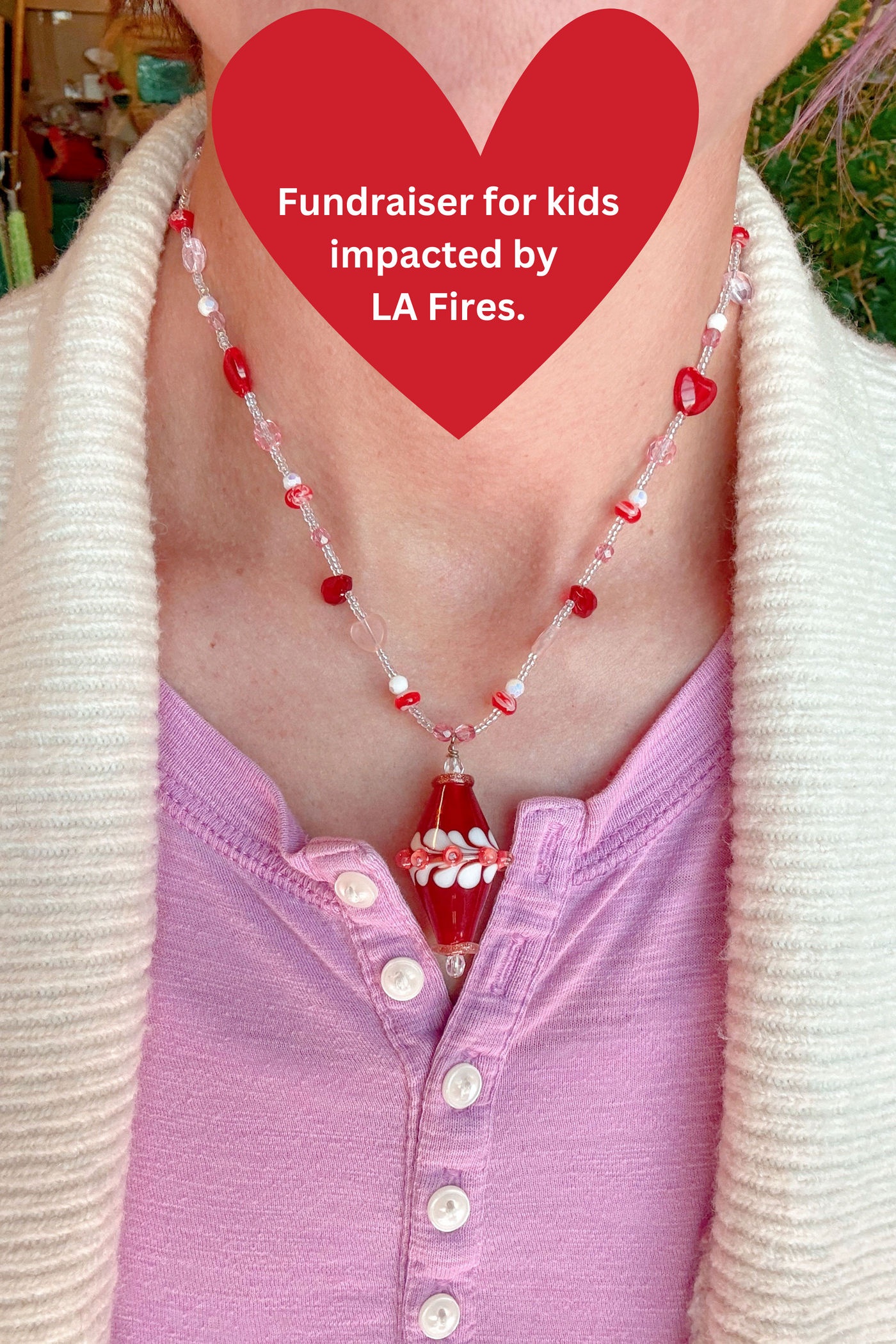 Benefit Necklace for LA Fire Victims - Handmade Lampwork Necklace by Carter Seibels, Divali Glass Jewelry