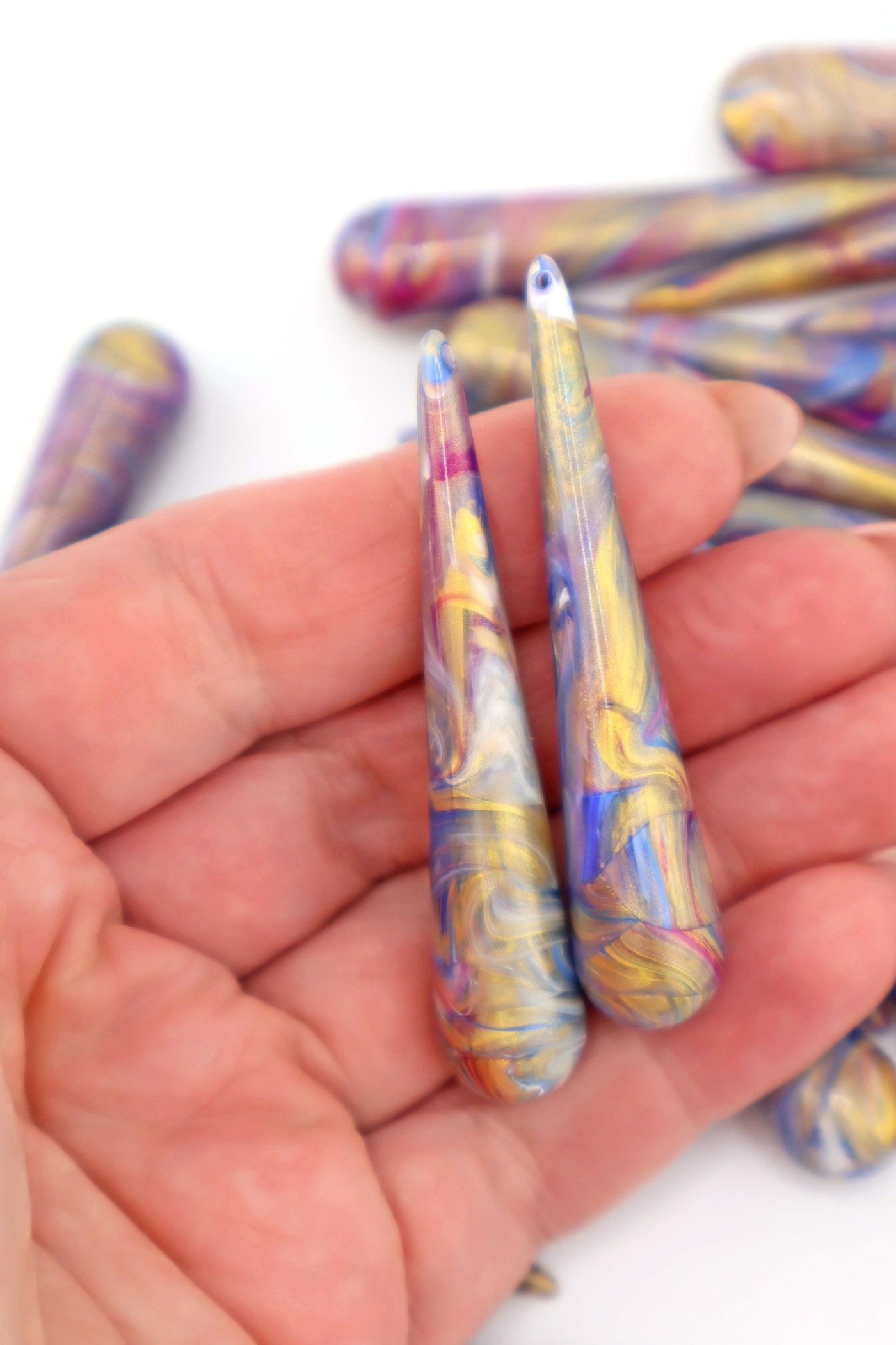 Galaxy Swirl German Resin Teardrop Charm, 61mm, 1 Focal Bead for making Earrings or DIY necklace