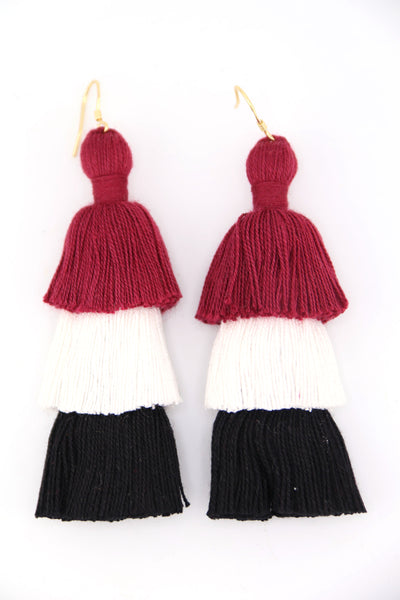 Carolina Gamecocks or Alabama Roll Tide Game Day Tiered Tassel Earrings