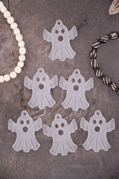 Matte Crystal Ghost German Resin Charm, 32x26mm, 1 Halloween Pendant from Ava Motherwell 