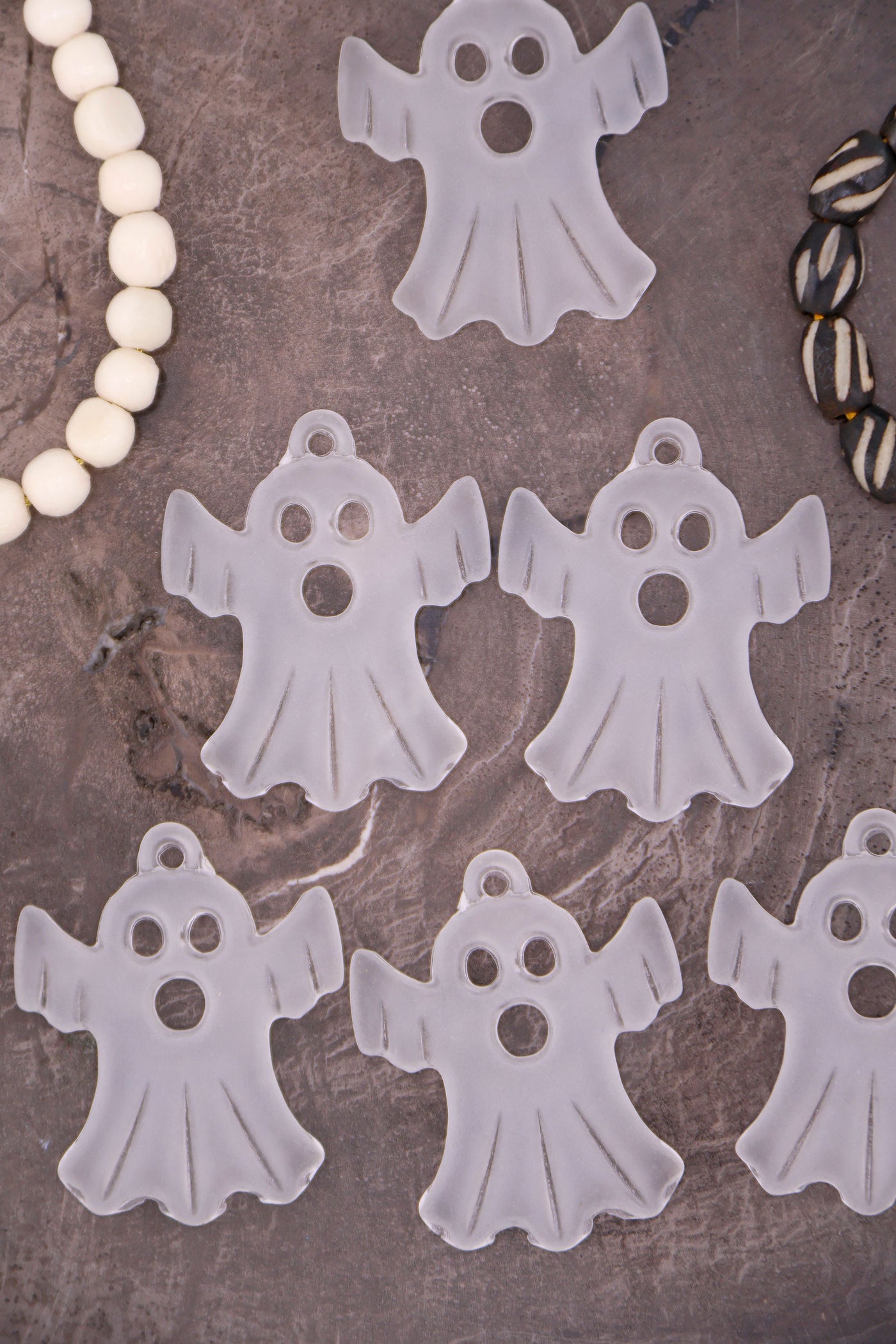 Matte Crystal Ghost German Resin Charm, 32x26mm, 1 Halloween Pendant