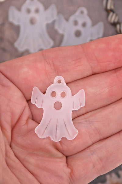 Matte Crystal Ghost German Resin Charm, 32x26mm, 1 Halloween Pendant