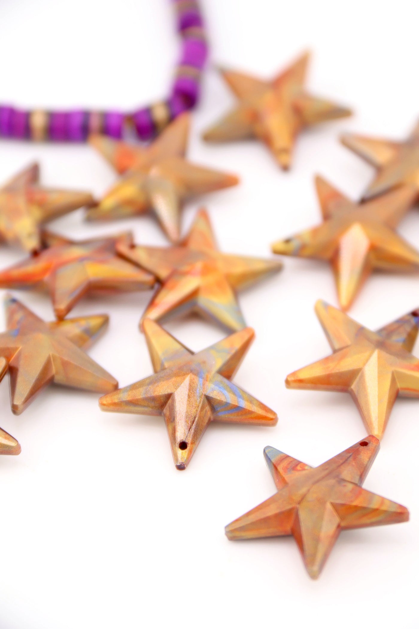 Golden Aura Faceted Star German Resin Charm, 25mm, 1 Pendant for on-trend DIY Charm jewelry