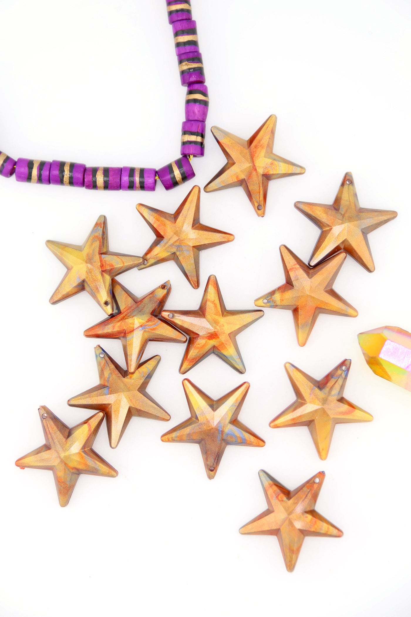 Golden Aura Faceted Star German Resin Charm, 25mm, 1 Pendant for on-trend DIY Charm jewelry