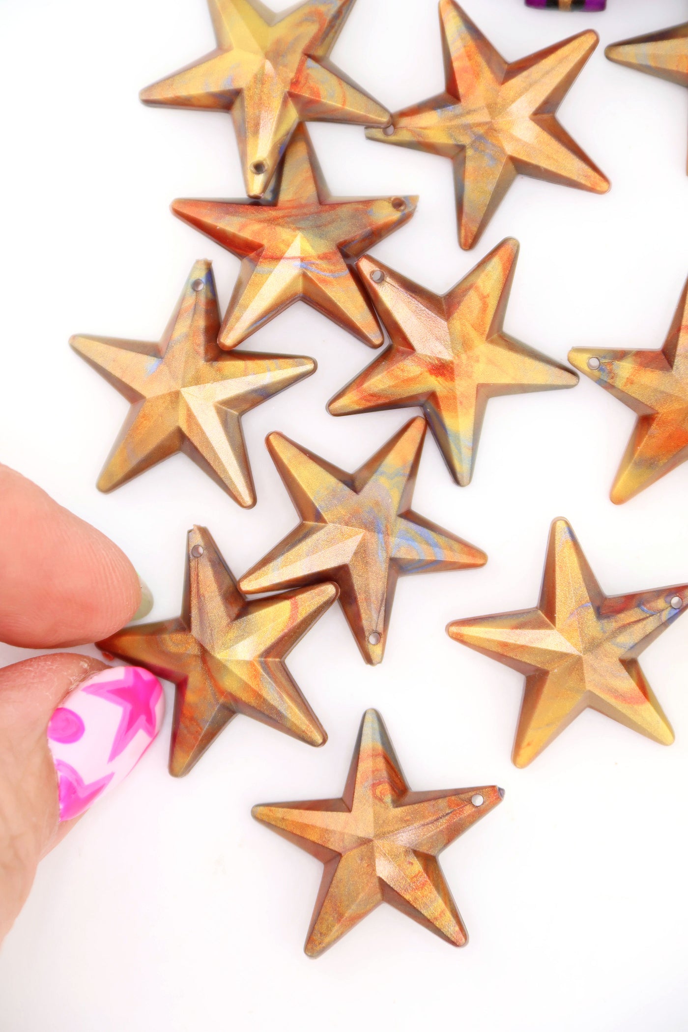 Golden Aura Faceted Star German Resin Charm, 25mm, 1 Pendant for on-trend DIY Charm jewelry