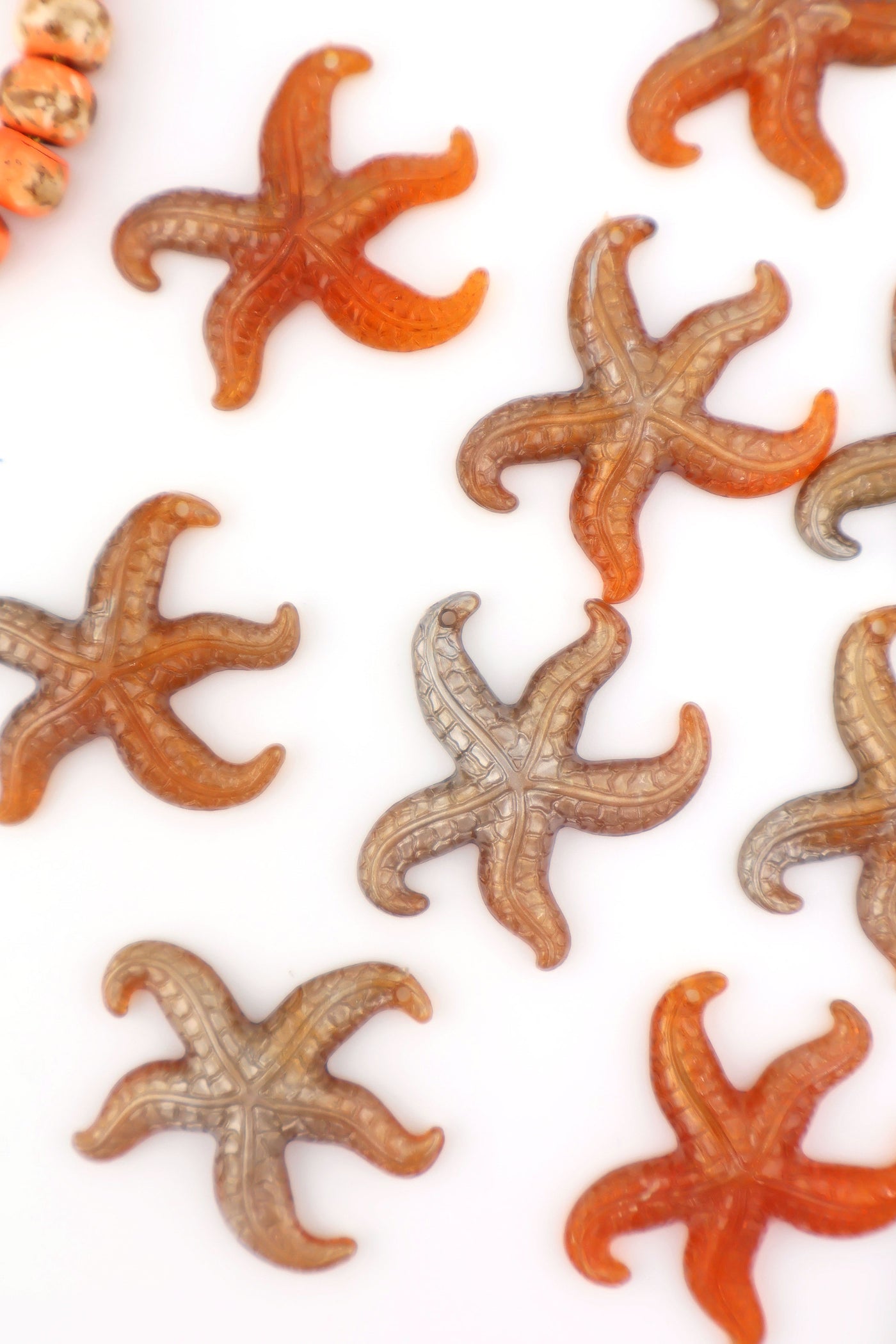 Golden Spiced Honey Starfish German Resin Charm, 30mm, 1 Pendant