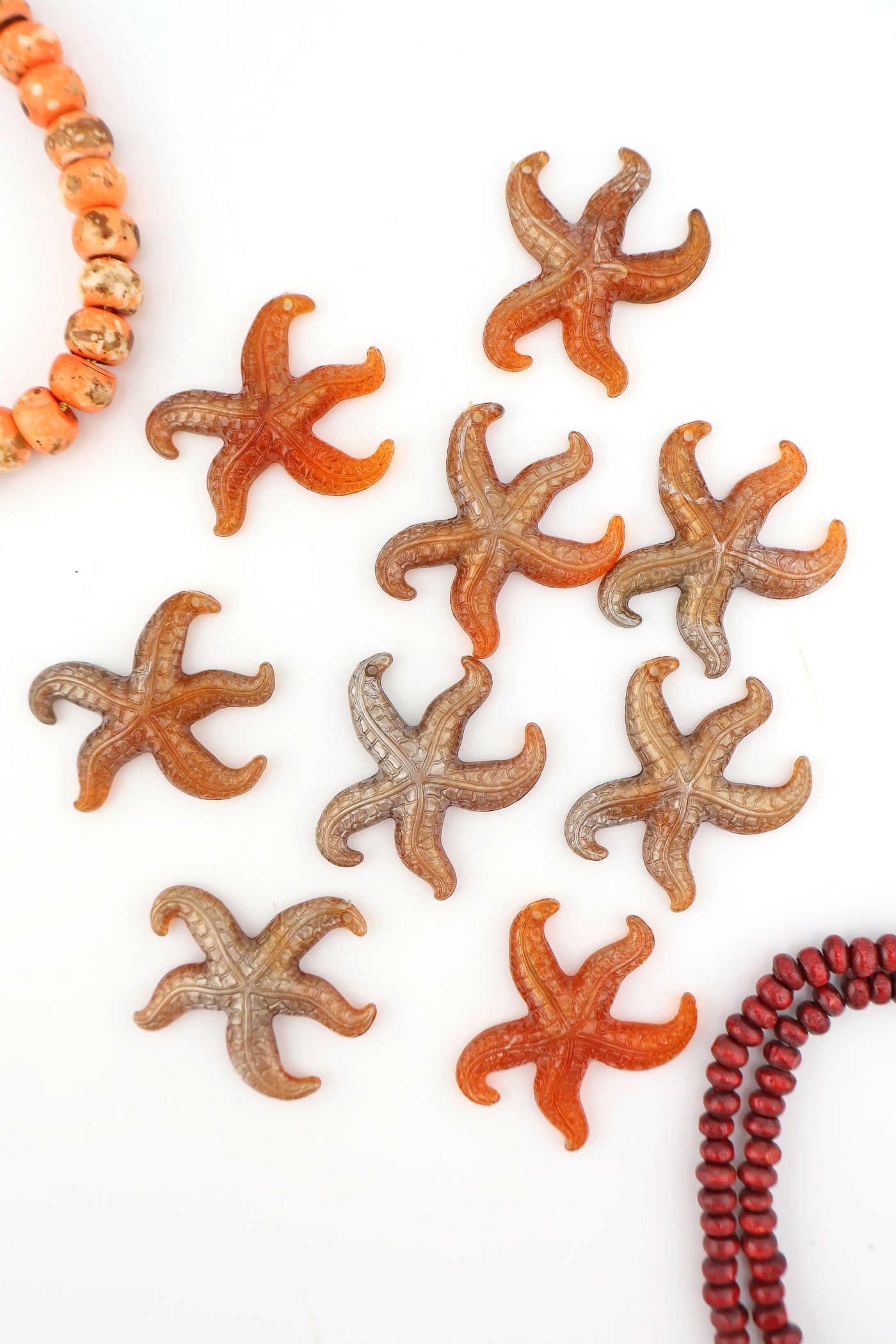 Golden Spiced Honey Starfish German Resin Charm, 30mm, 1 Pendant