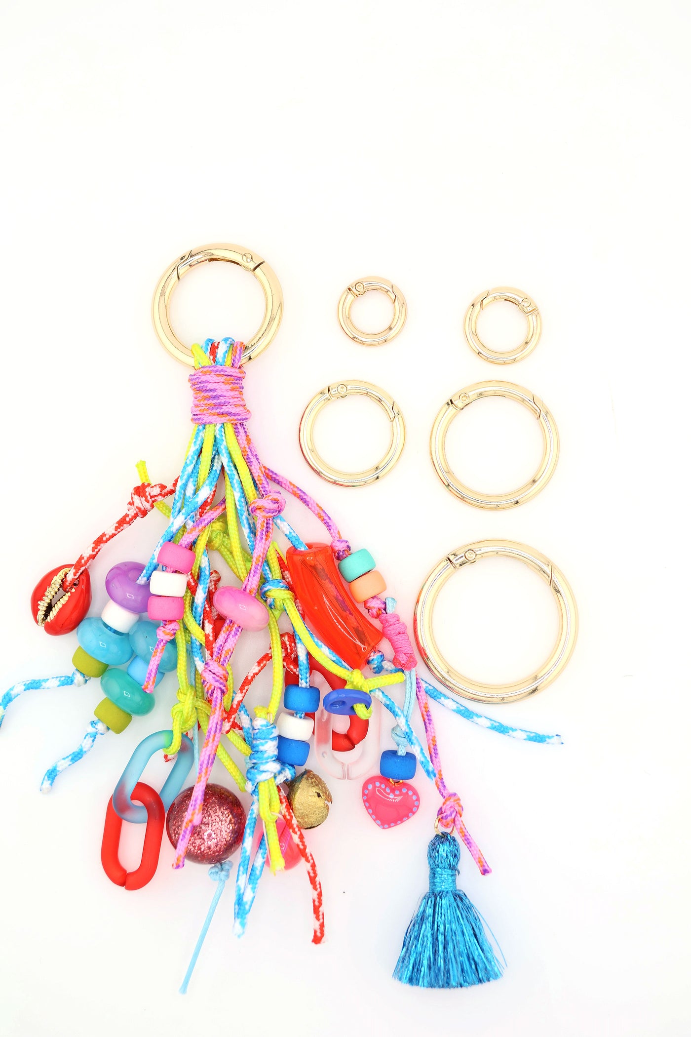 Gold Gate Ring, Spring Clasp, Round Carabiner, Charm Holder, Assorted Sizes, 1 pc.