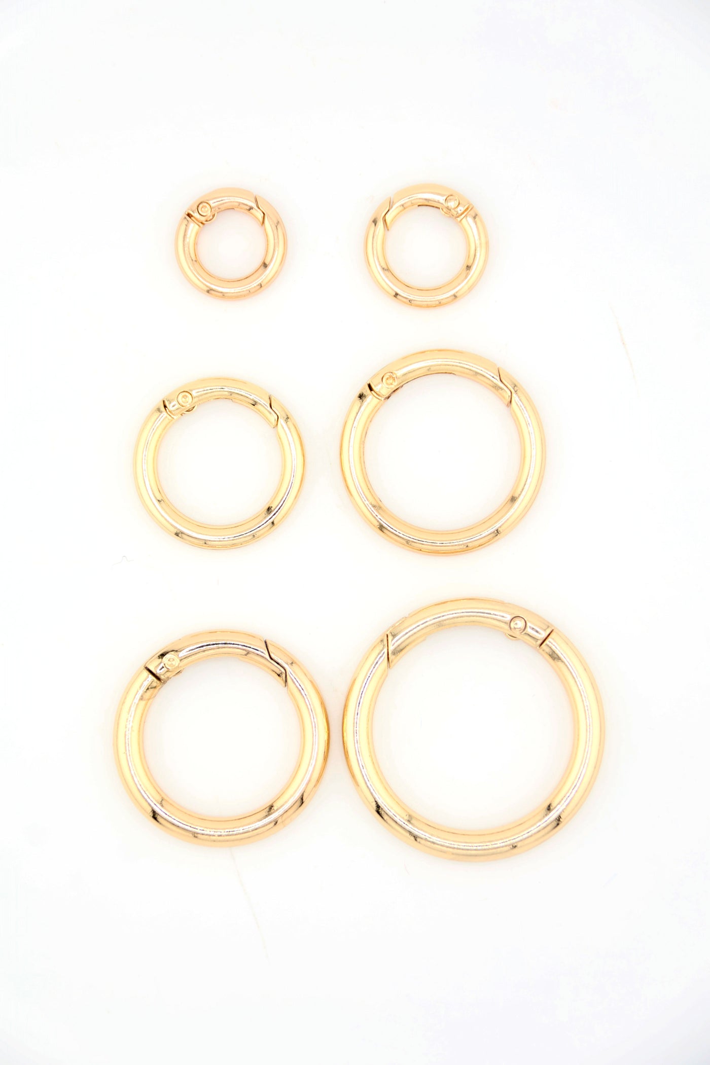 Gold Gate Ring, Spring Clasp, Round Carabiner, Charm Holder, Assorted Sizes, 1 pc.