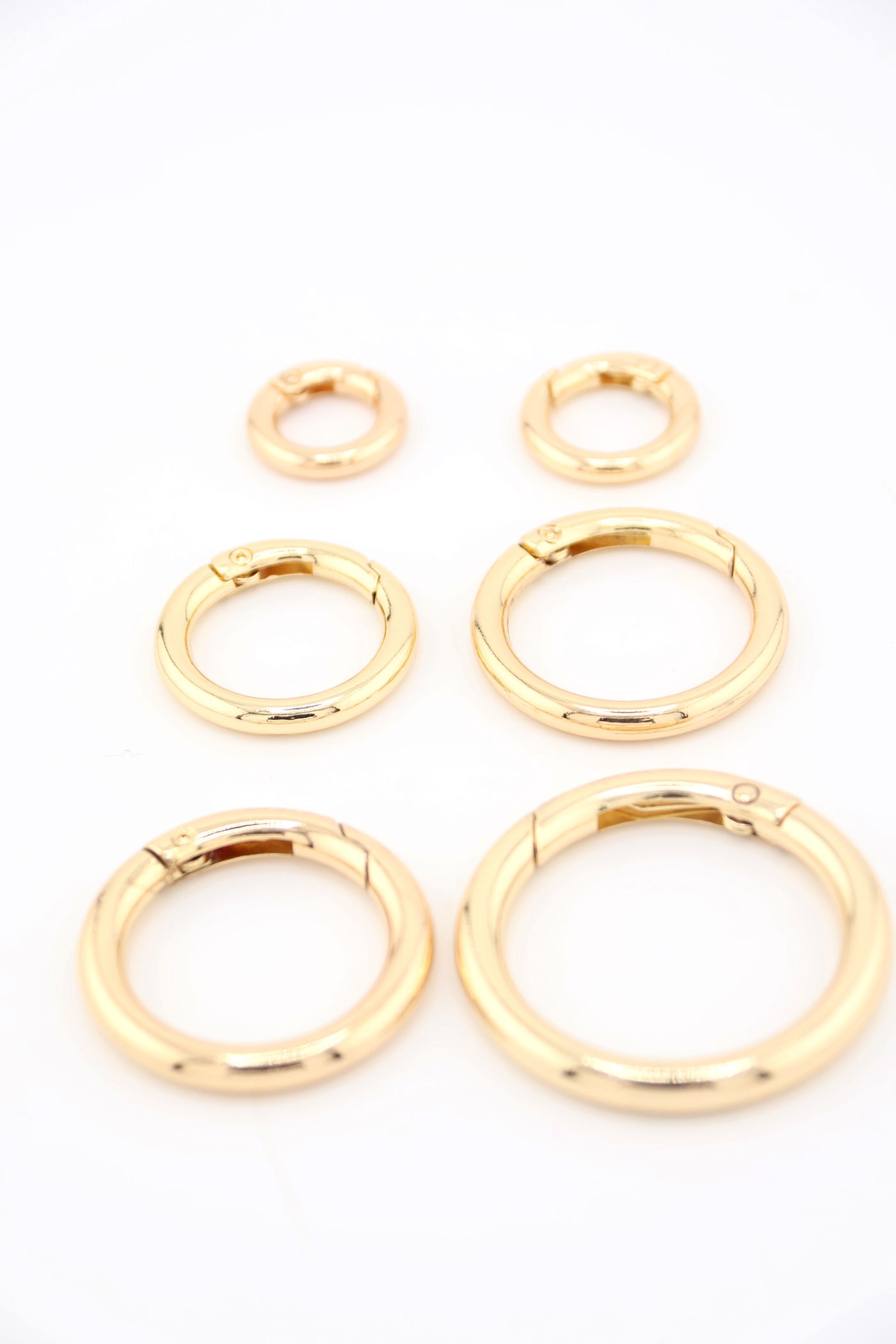 Gold Gate Ring, Spring Clasp, Round Carabiner, Charm Holder, Assorted Sizes, 1 pc.