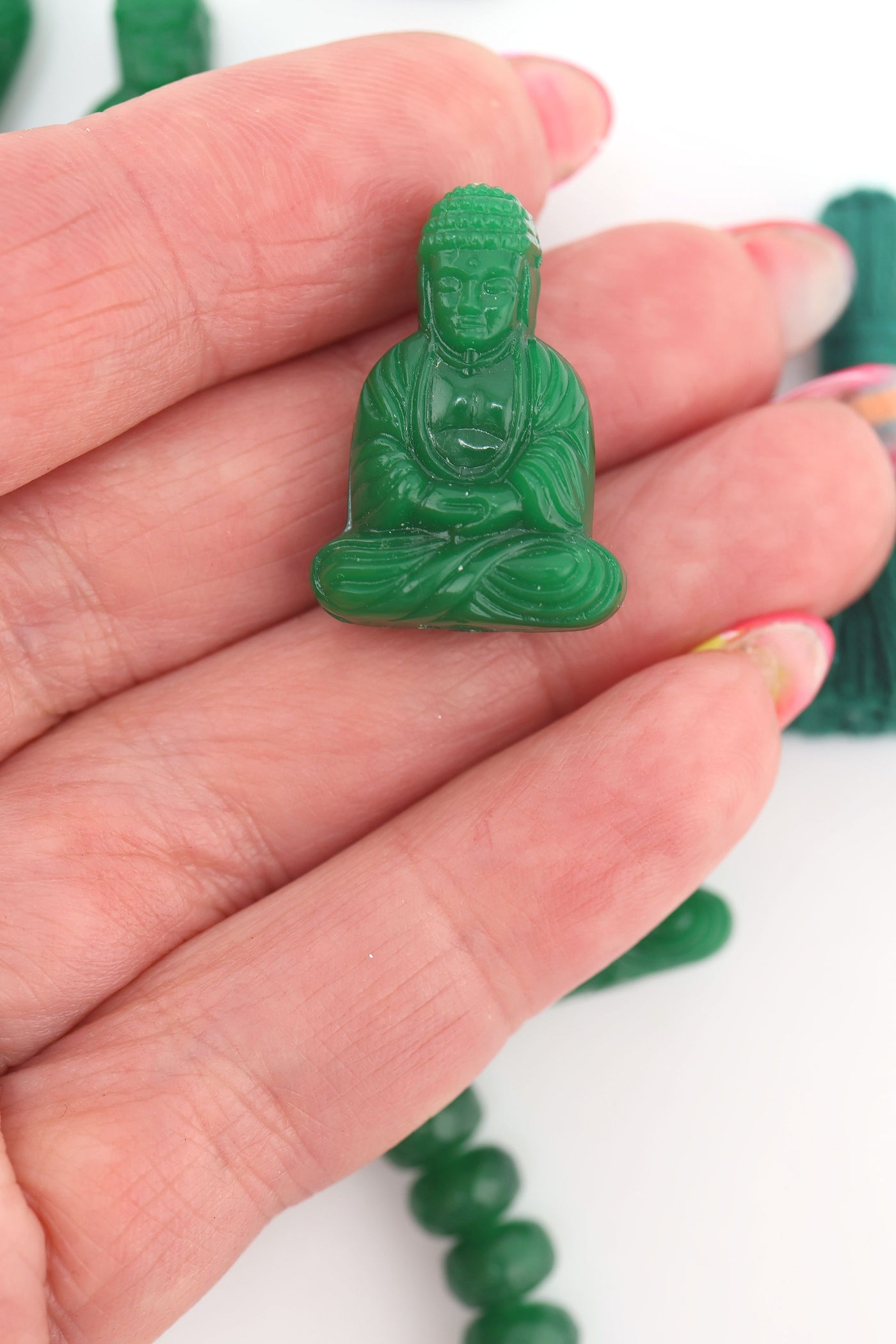 German Resin Buddha Charms, 1" Pendant Beads