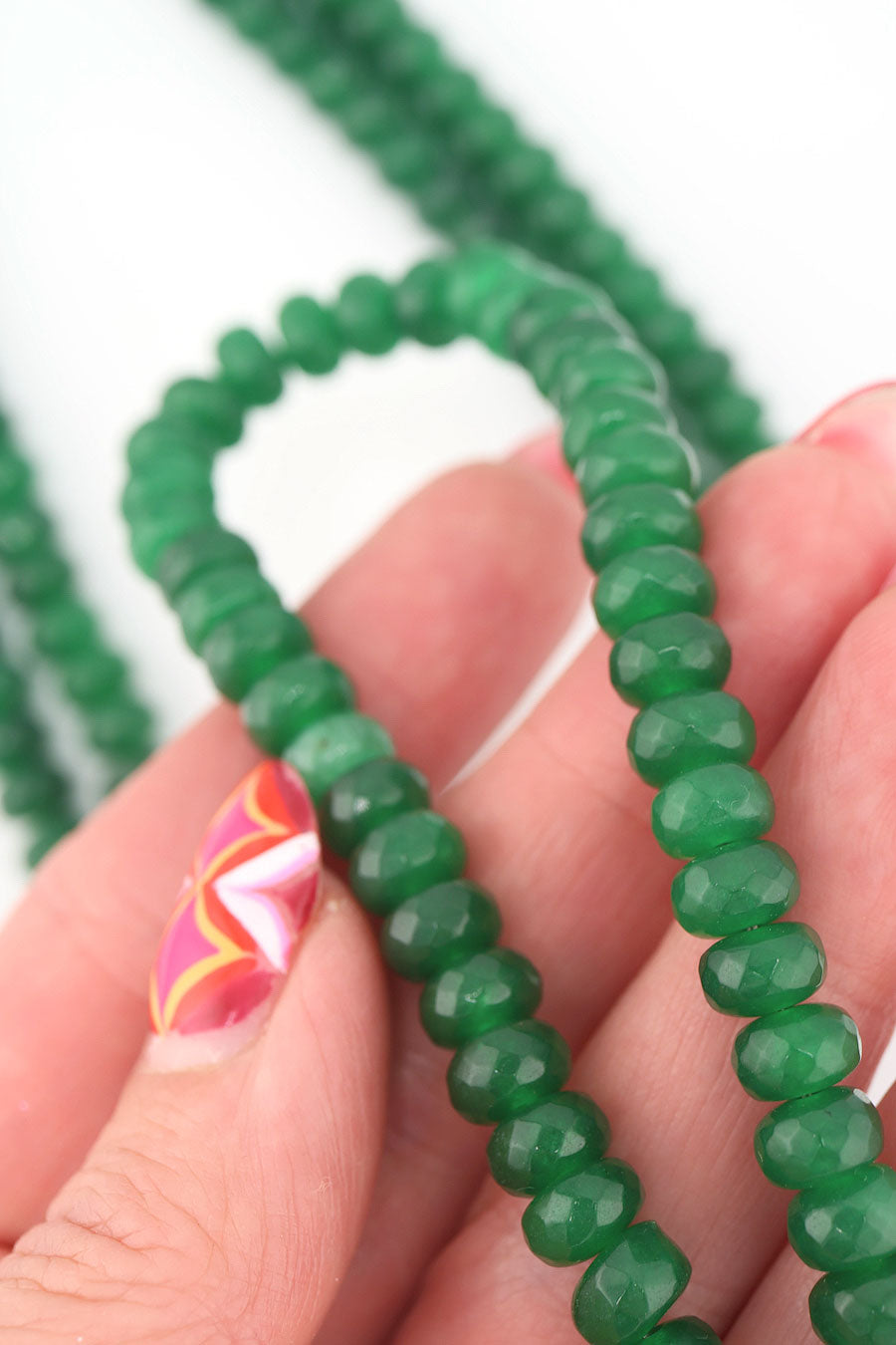 Green Faceted Rondelle 8x5mm, Jade Bead Strands for making trendy rondelle jewelry