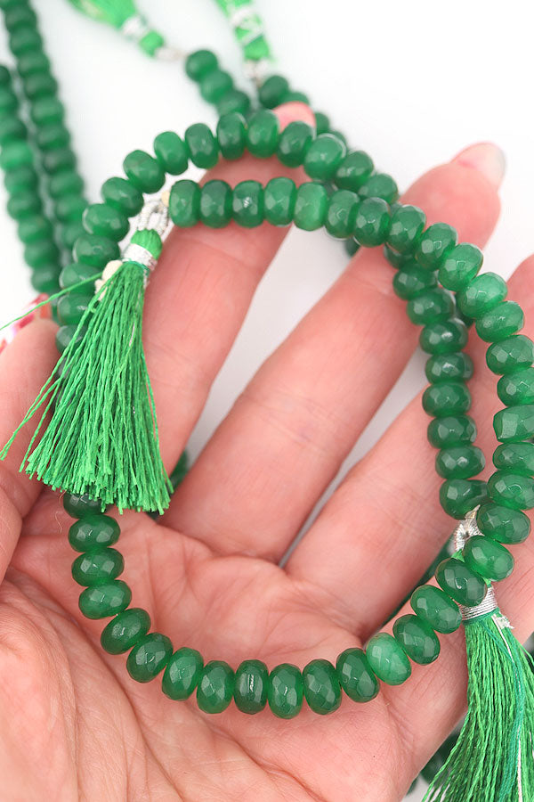 Green Faceted Rondelle 8x5mm, Jade Bead Strands for making trendy rondelle jewelry