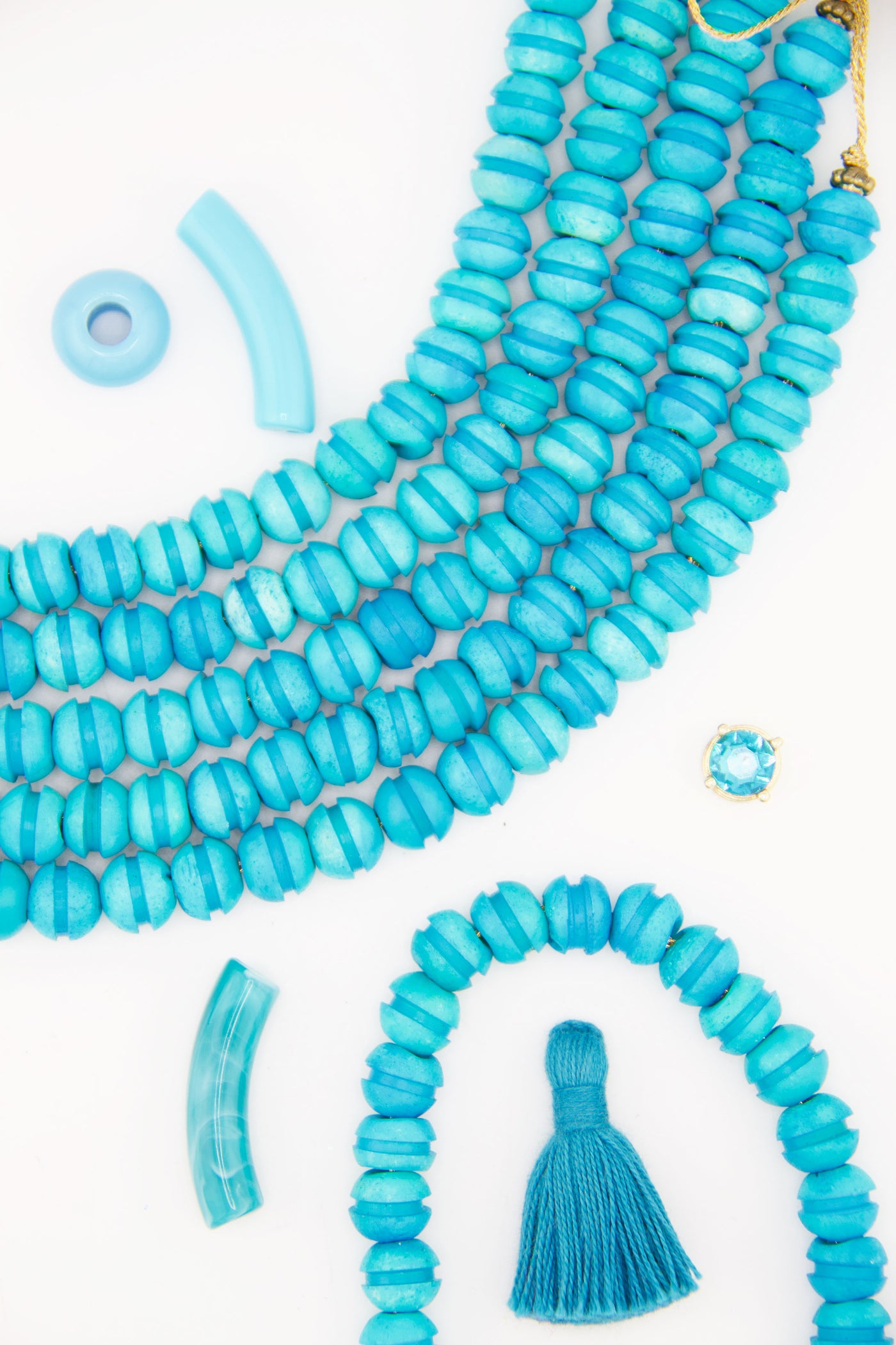 Turquoise Bone Beads: Carved Round Macaron Shape, 10mm, 26 Beads