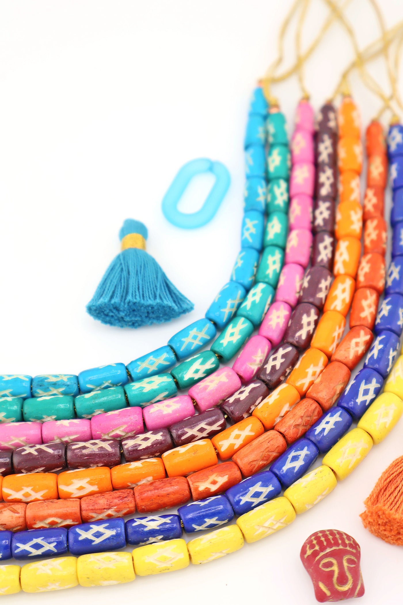Exclusive Bead Bundle: Assorted Colors Handmade Barrel Bone Beads, 7x12mm, for DIY Beginner Jewelry
