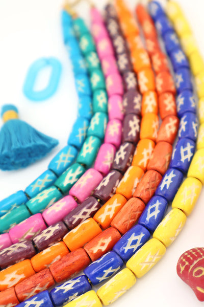 Exclusive Bead Bundle: Assorted Colors Handmade Barrel Bone Beads, 7x12mm, for DIY Beginner Jewelry