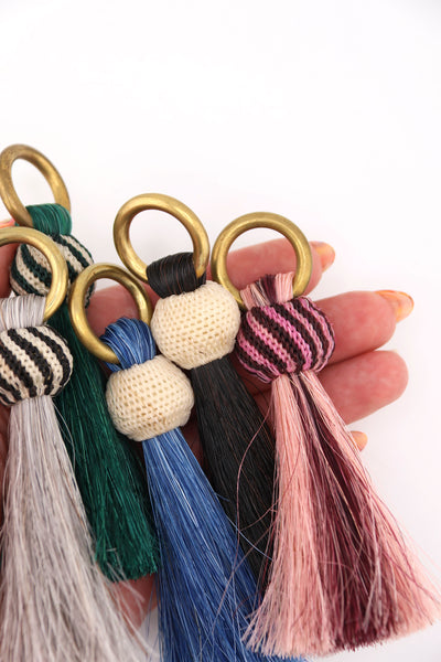 Horse Hair & Brass Tassel Keychains: Handmade Boho Jewelry