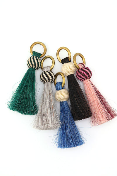 Horse Hair & Brass Tassel Keychains: Handmade Boho Jewelry