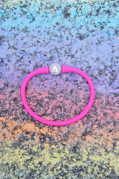 Janis The Pearl Silicone + Pearl Bracelets, Waterproof Everyday Bangle - Adult Medium
