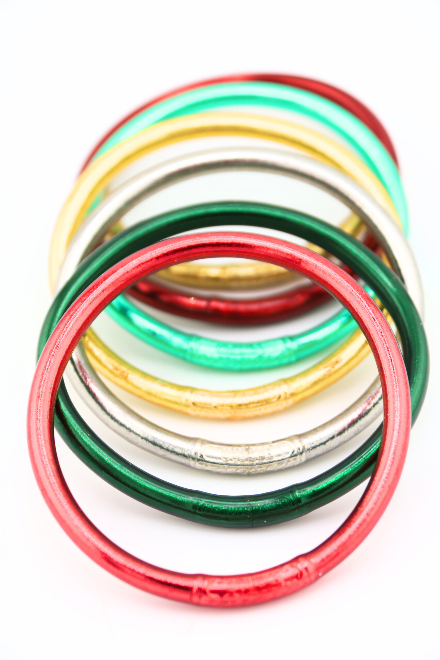 Yuletide Stack: 7 Thai Buddhist Temple Bracelets, Mantra Bangle Set