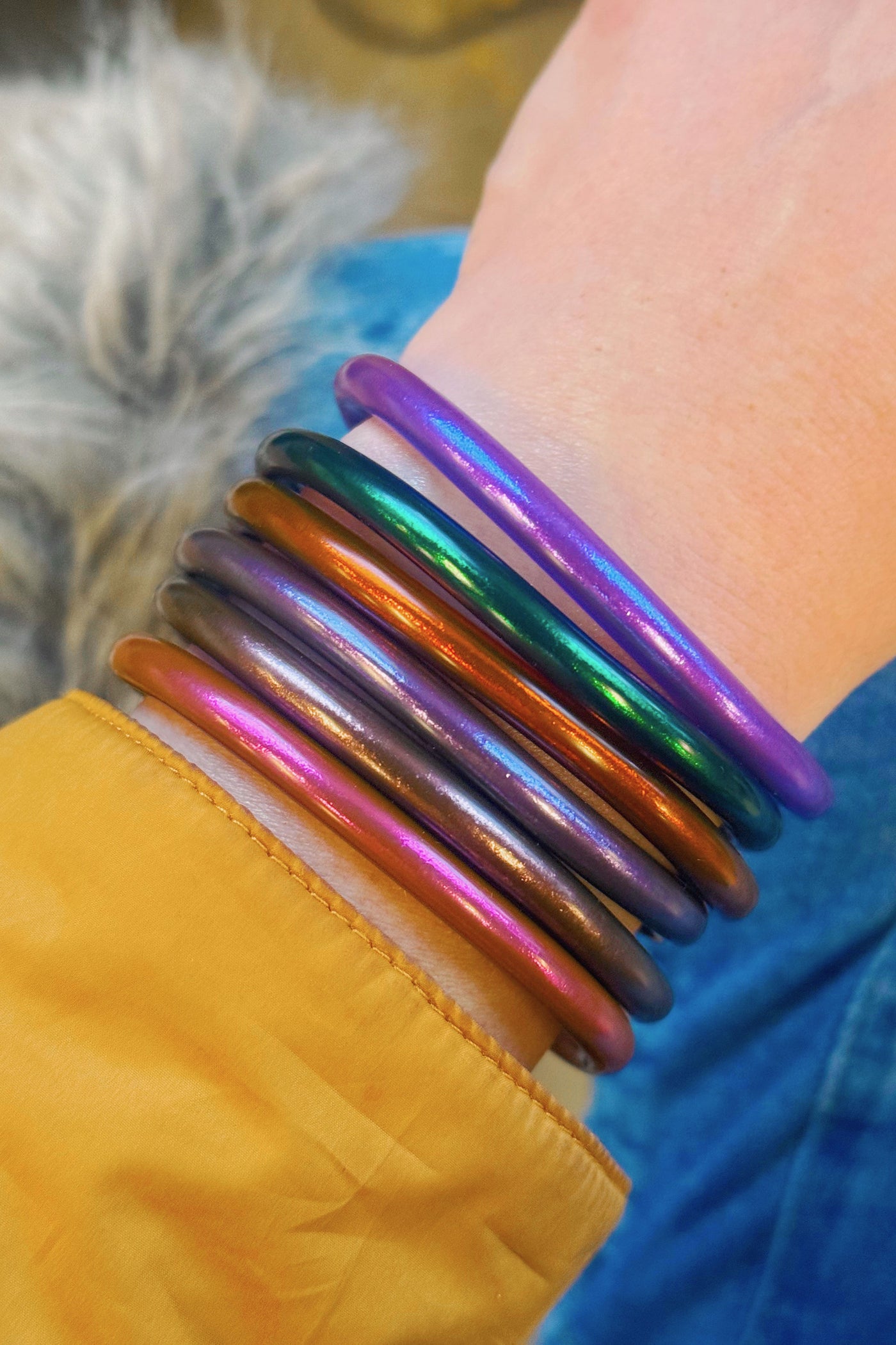 Limited Edition Jewel Toned Thai Buddhist Bracelets, Budha Girl Dupe, Jelly Bracelets Metallic Soft