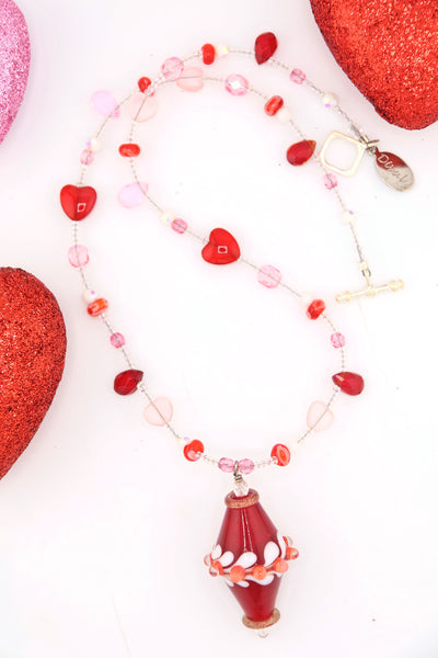 Benefit Necklace for LA Fire Victims - Handmade Lampwork Necklace by Carter Seibels, Divali Glass Jewelry