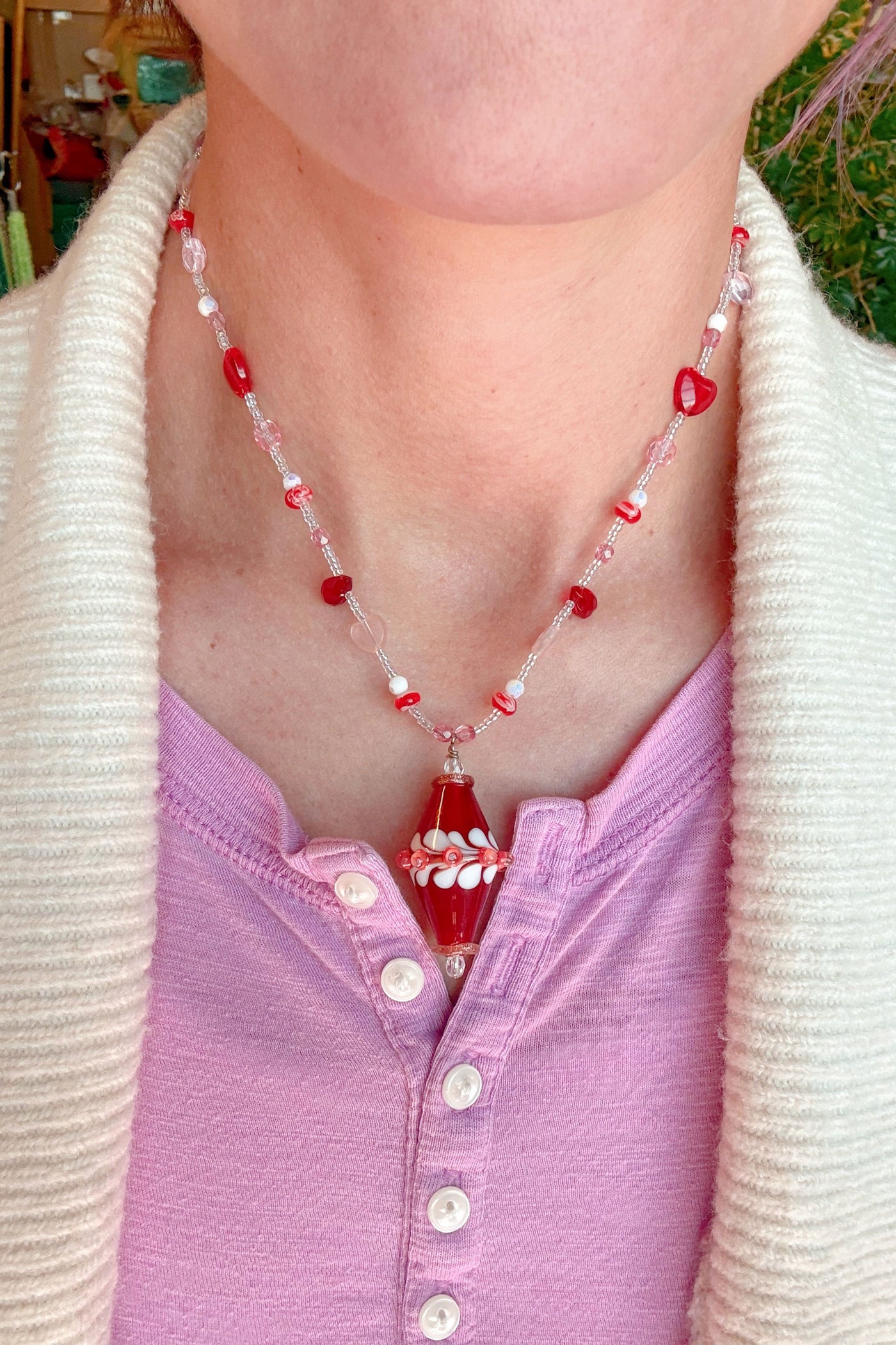 Benefit Necklace for LA Fire Victims - Handmade Lampwork Necklace by Carter Seibels, Divali Glass Jewelry