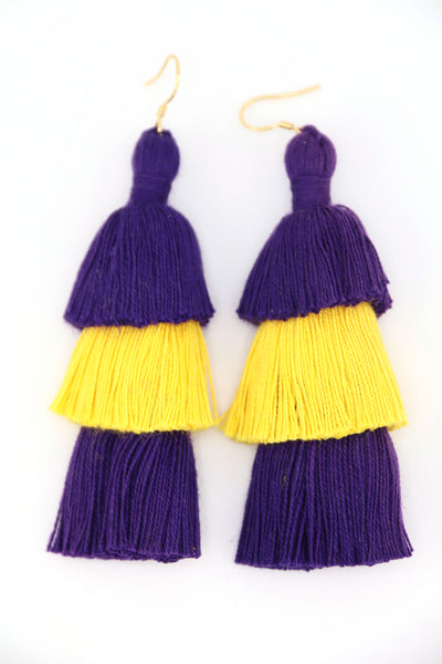 LSU Game Day Tiered Tassel Earrings