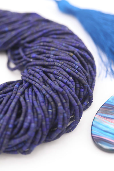 Authentic Tiny Lapis Lazuli Heishi Cylinder Beads