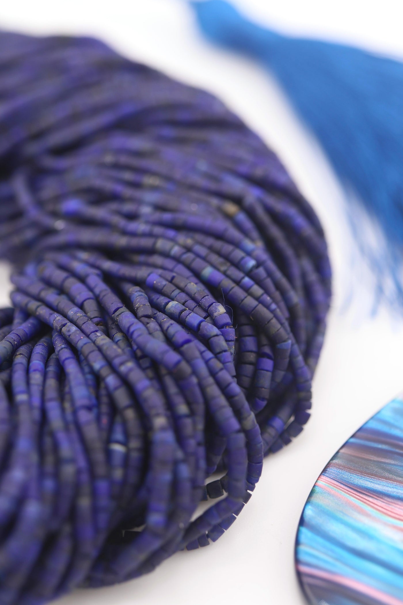 Authentic Tiny Lapis Lazuli Heishi Cylinder Beads