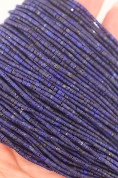 Authentic Tiny Lapis Lazuli Heishi Cylinder Beads