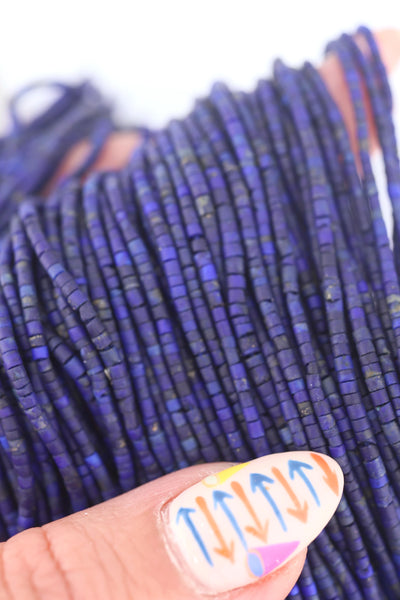 Authentic Tiny Lapis Lazuli Heishi Cylinder Beads